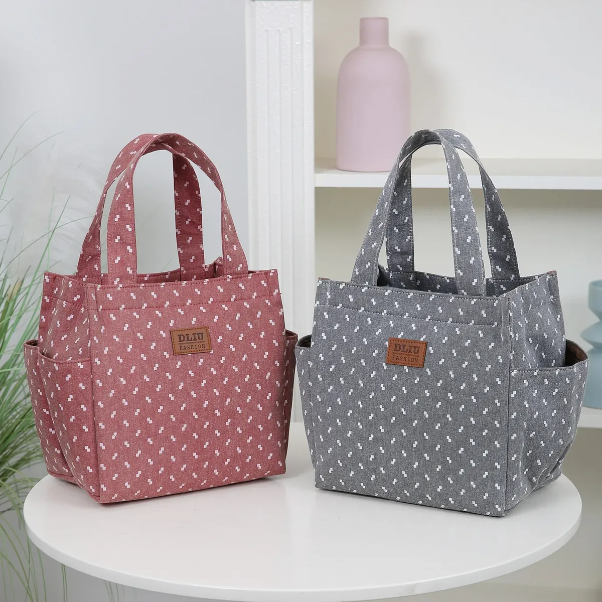 sac fourre-tout en tissu, sac de rangement pour boîte à lunch, sac à lunch, sac polyvalent pour les trajets de travail, adapté pour les sorties shopping et l'utilisation quotidienne.