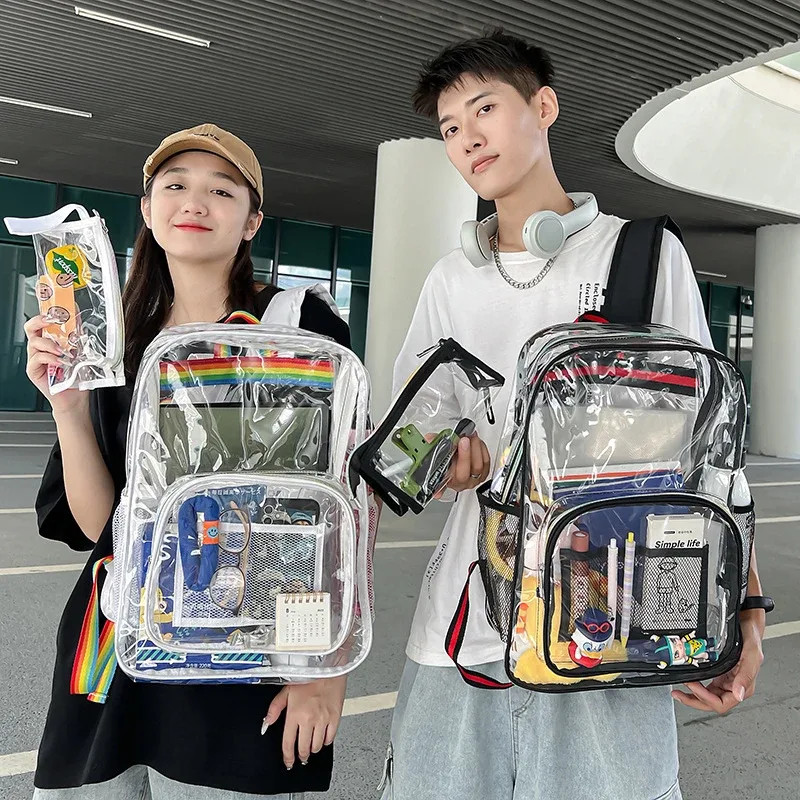 sac à dos étanche transparent unisexe, sacs à dos portables de grande capacité, sac à dos multifonctionnel pour hommes et femmes, mode simple initiée