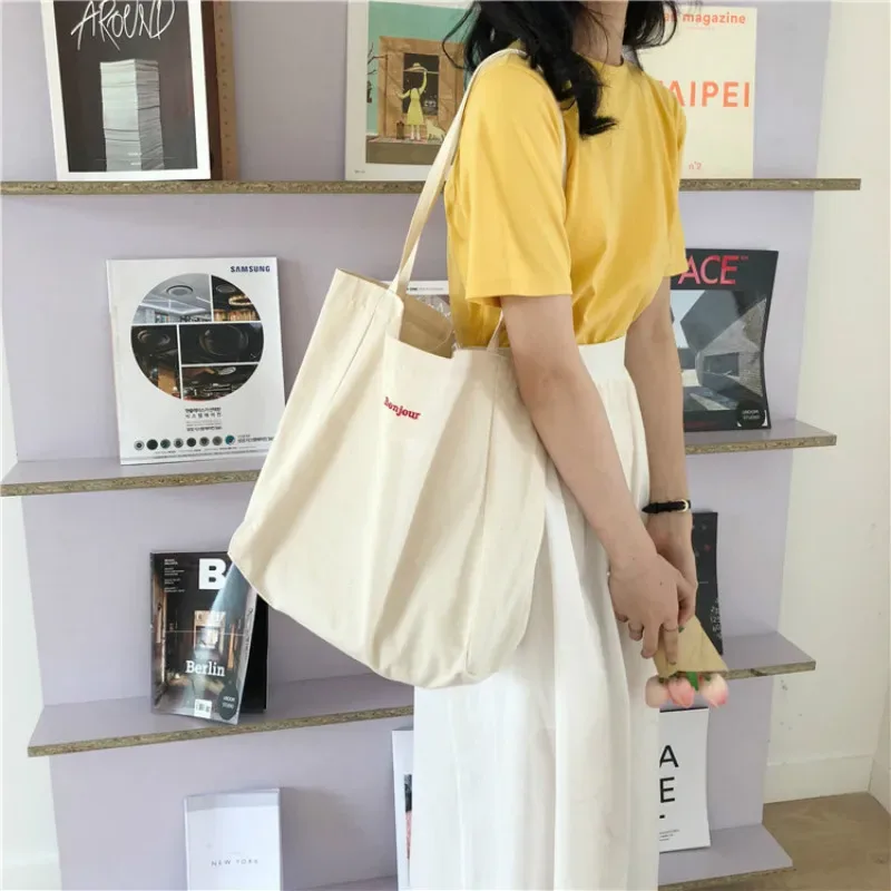 sac à provisions réutilisable en toile de haute qualité, sac à main décontracté simple, sac fourre-tout pliant, sac à provisions portable, sac à main lancé, 03 utilisation