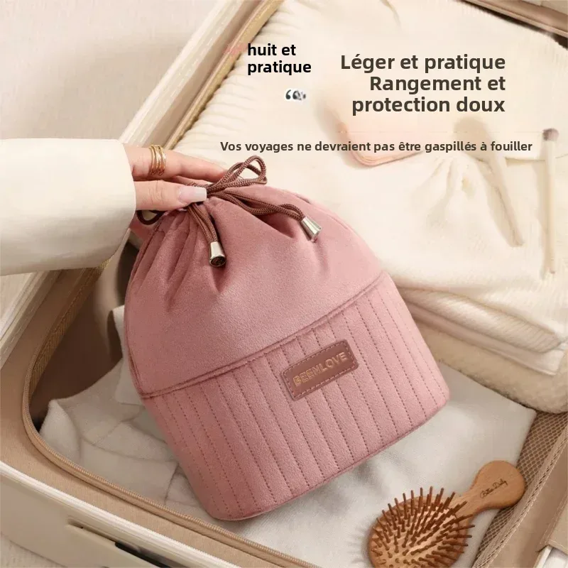 Grande trousse de toilette en velours, portable, multifonctionnelle, pour le voyage, organiseur de maquillage, sac de rangement élégant pour un usage quotidien