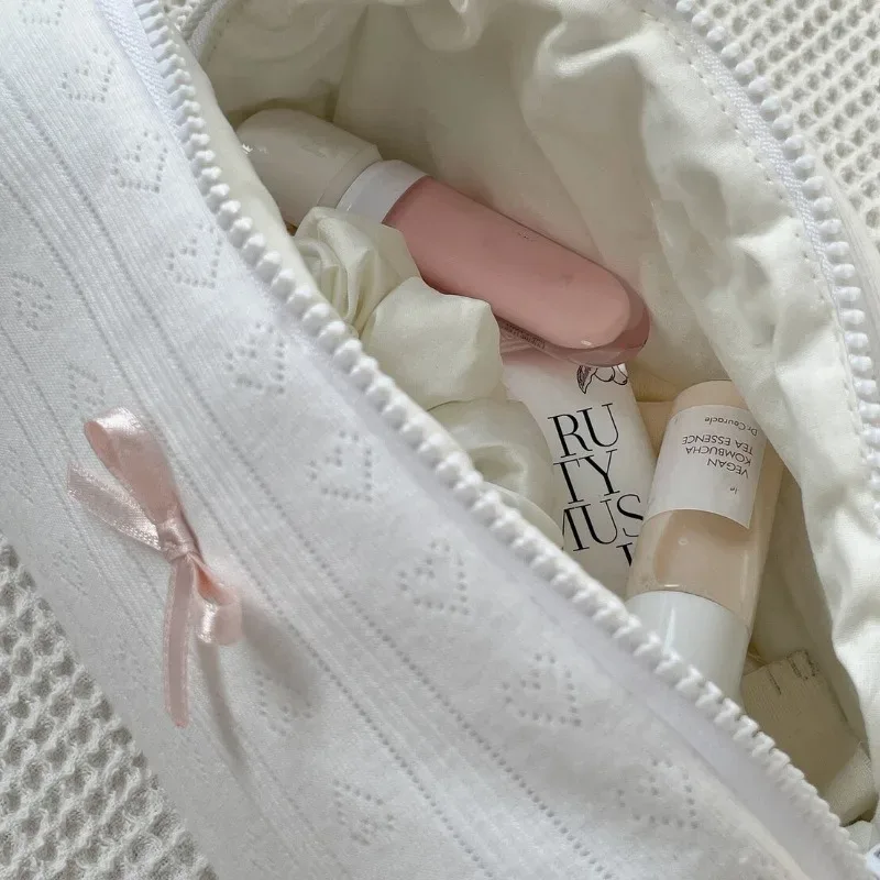 sac de maquillage de grande capacité, 1 pièce, pochette de rangement de cosmétiques à nœud papillon pour soins de la peau, bijoux, trousse de toilette de voyage, sac de rangement portable