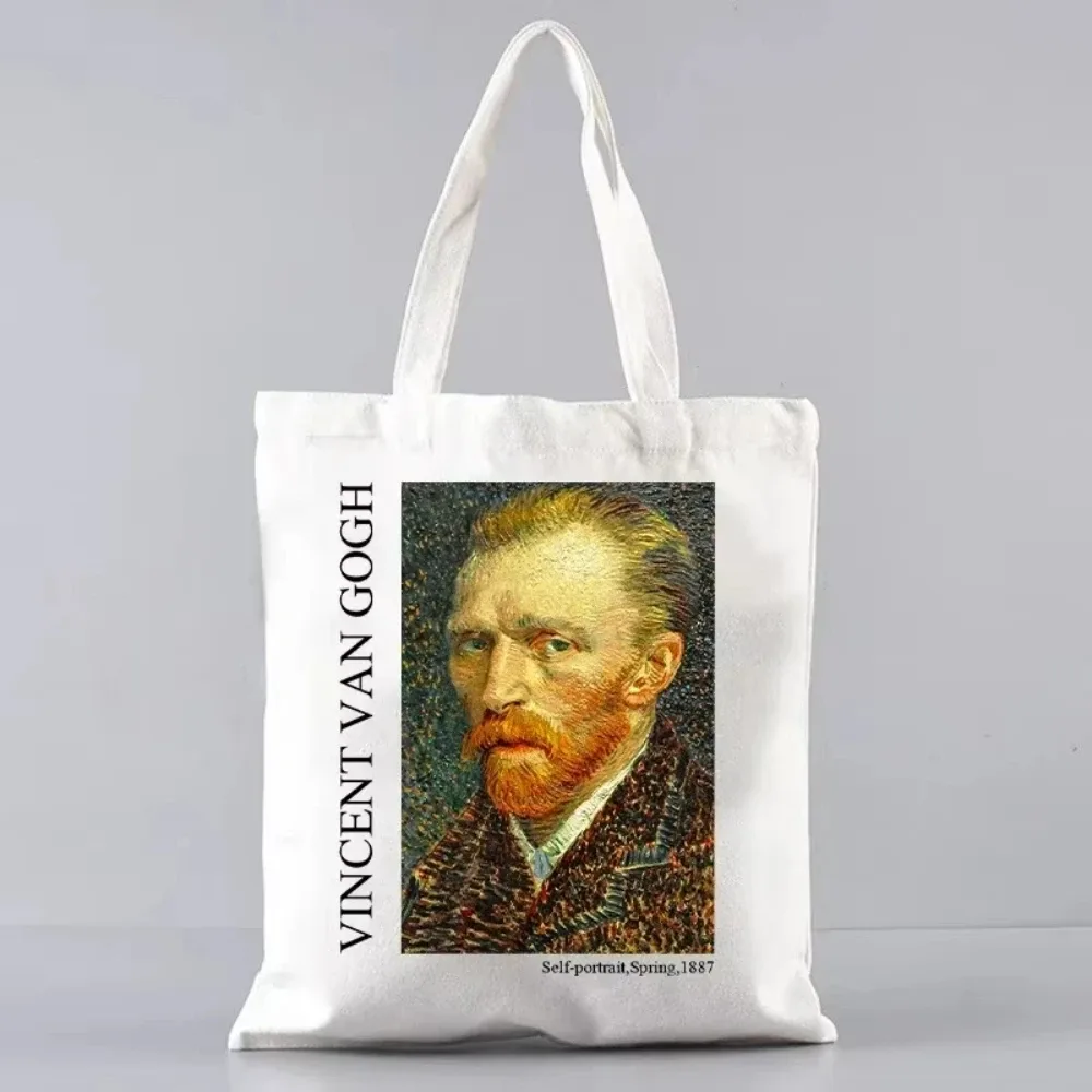 sac fourre-tout en toile inspiré de la peinture à l'huile d'artiste vincent van gogh, pour le shopping, le travail, l'école ou les voyages, sac à bandoulière écologique