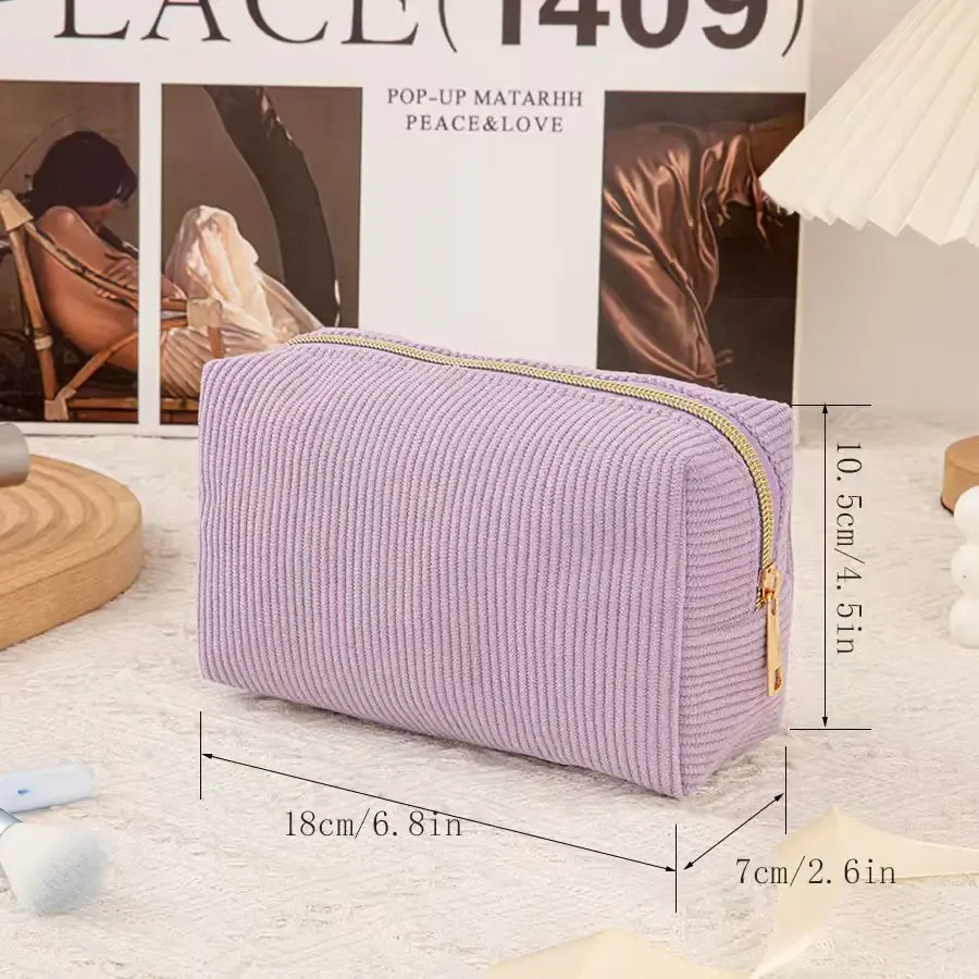 nouveau sac à cosmétiques simple en velours côtelé pour fille, sac de toilette portable de grande capacité, sac de rangement de voyage d'affaires