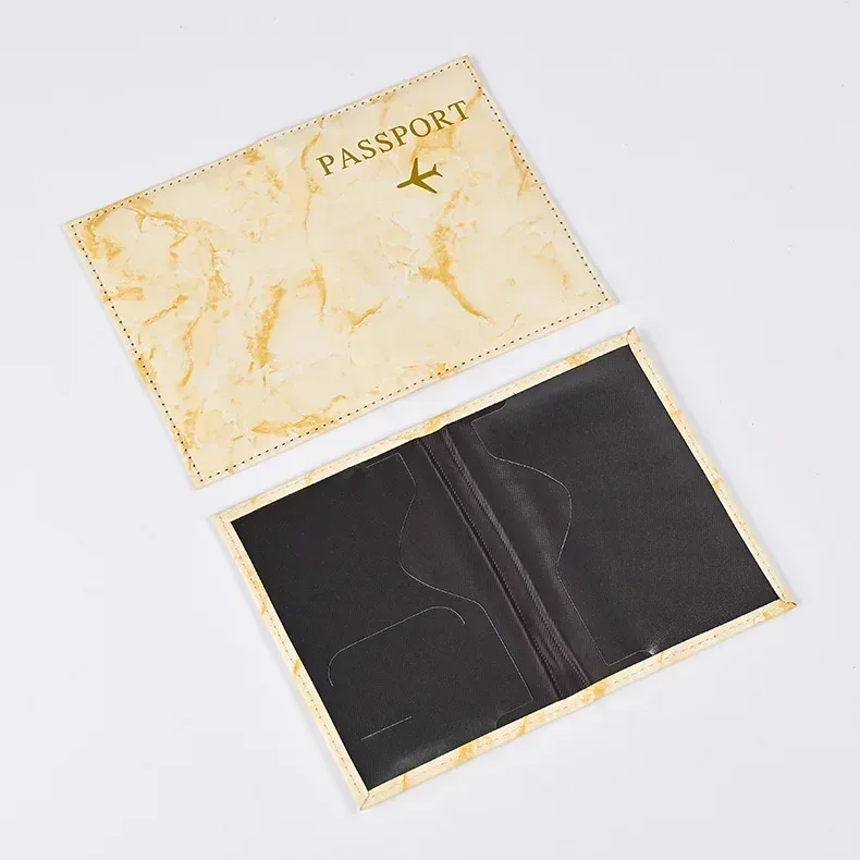 couverture de passeport en cuir pu, style marbre, sacs à clip, portefeuille de voyage, porte-passeport, livre, porte-documents, voyage à l'étranger, hommes et femmes
