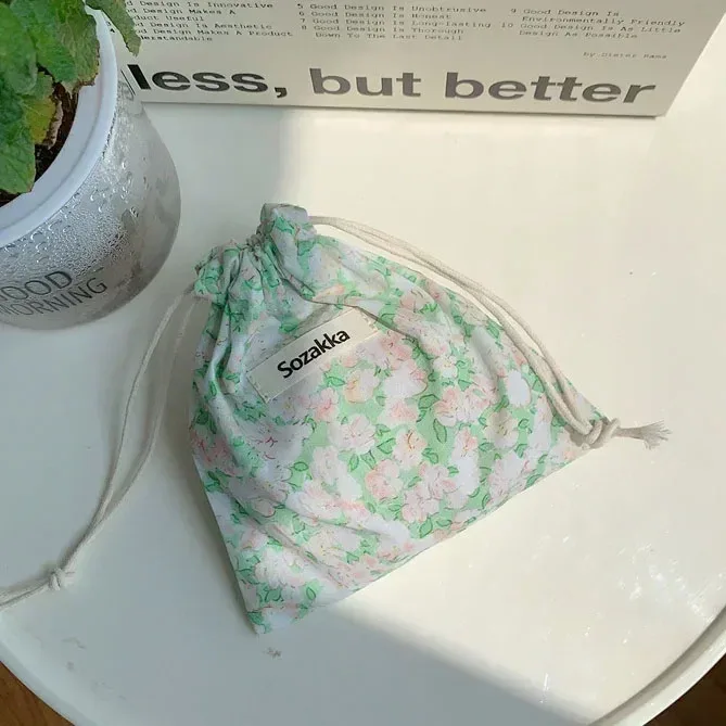 sac de maquillage mignon, cadeau de noël, organisateur de bijoux de bonbons, sac de rangement floral en coton et lin, pochette de rangement de finition pour femmes