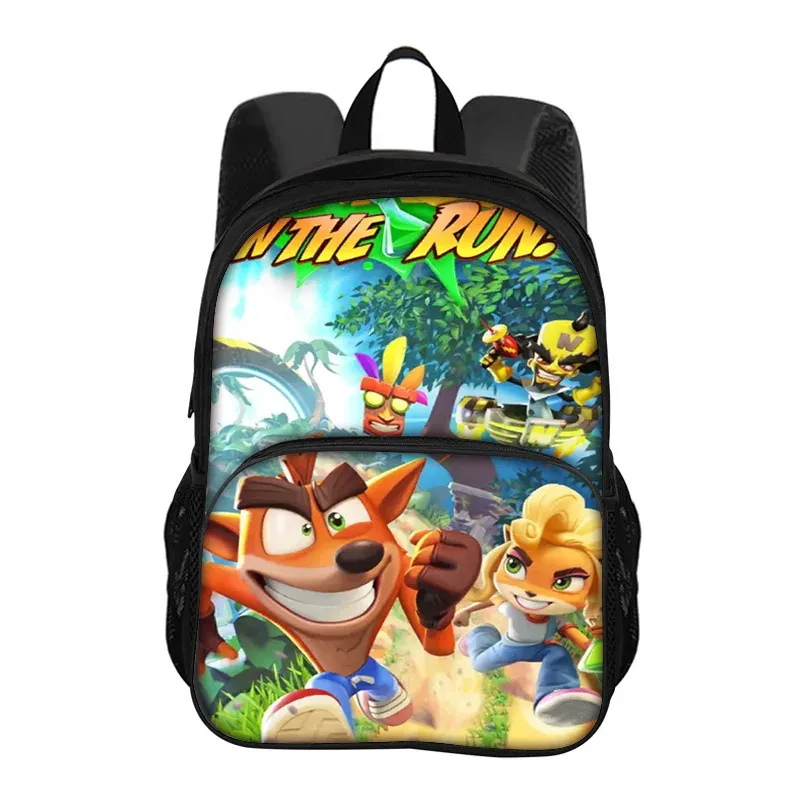 sac à dos rond crash bandicoot imprimé de dessins animés, nouvelle tendance, haute qualité, le meilleur compagnon scolaire pour les étudiants