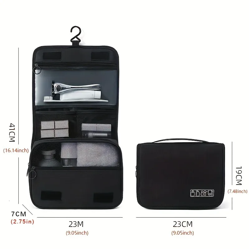 trousse de toilette portable en tissu oxford pour hommes et femmes, organisateur de voyage étanche à suspendre