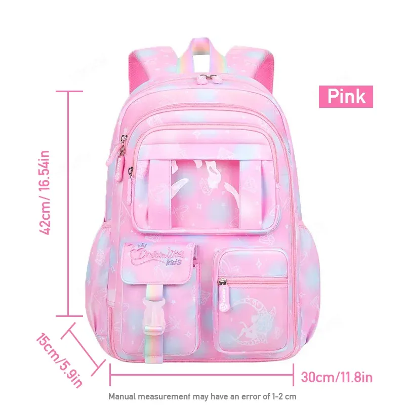 sac à dos à ouverture latérale pour enfants, sacs d'école à la mode pour filles, princesse rose, étanche, grande capacité pour étudiants