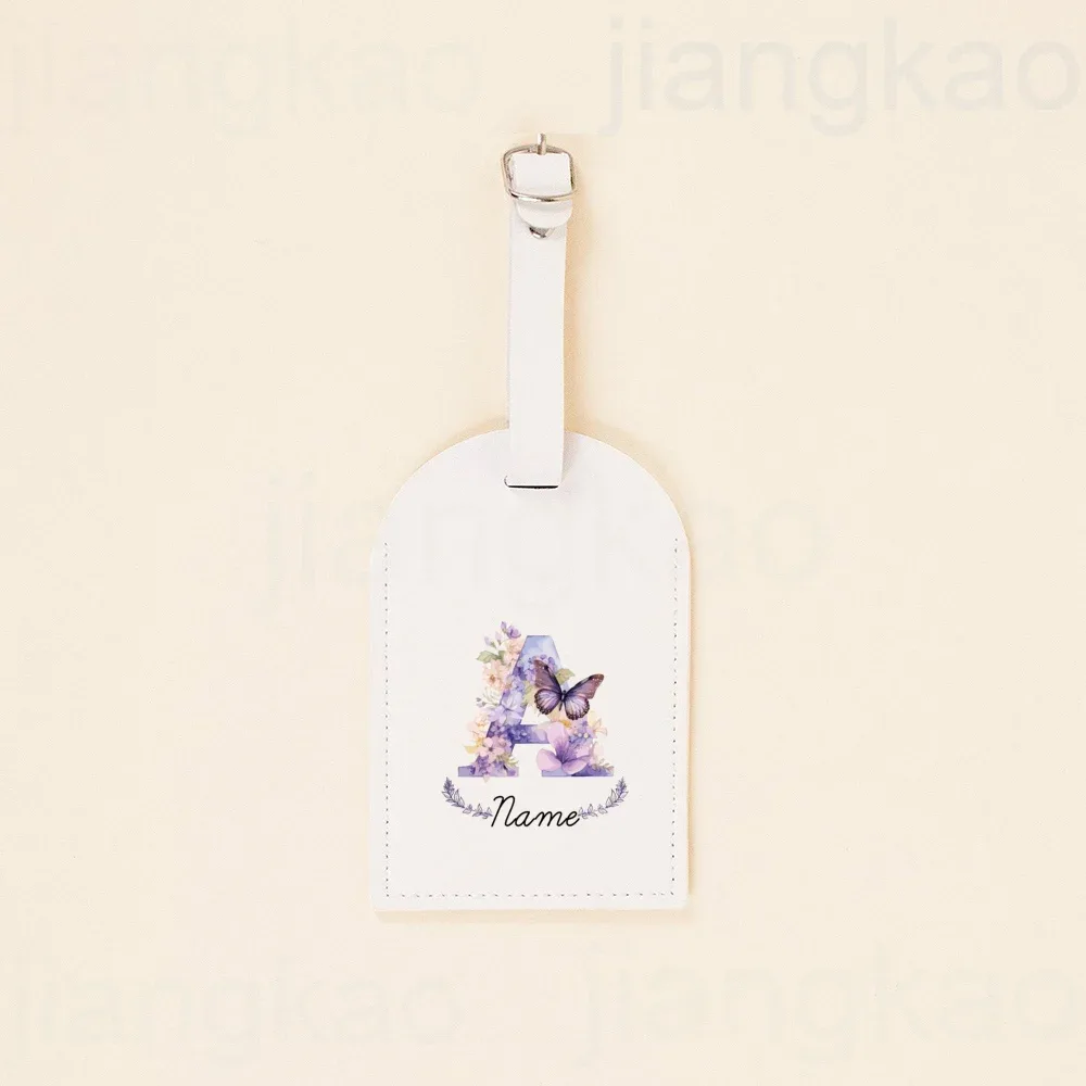 étiquette de bagage personnalisée en pu, lettre florale avec nom, étiquette de valise, accessoire de voyage, cadeau d'anniversaire de mariage pour elle