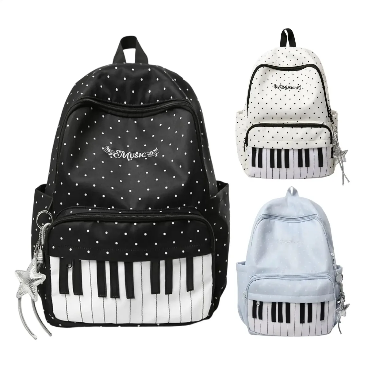 Sac à dos de voyage imprimé piano, grande capacité, léger, pour ordinateur portable, randonnée, université, avion, étudiants, usage quotidien