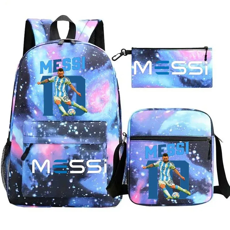 lot de 3 sacs à dos messi en nylon, simples, pour le sport, avec compartiment pour ordinateur portable, sacs à dos décontractés pour l'école, les voyages et les trajets quotidiens