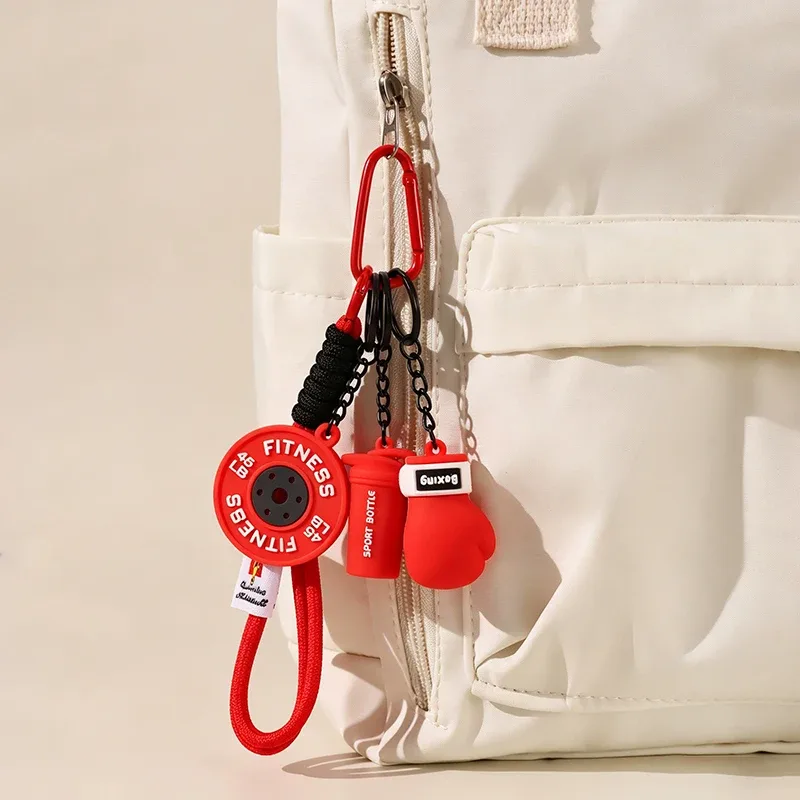 Nouvel ensemble de porte-clés gants de boxe en PVC souple, porte-clés mignon, pendentif de sac à dos, cadeau souvenir pour les amateurs de sport