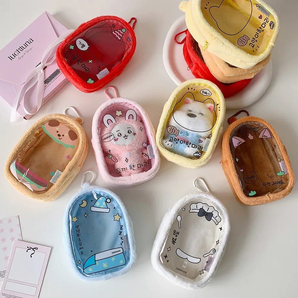 sac de rangement de poupée en peluche de 10cm, pochette suspendue de personnage de dessin animé k-pop, sac de transport de poupée ita pour étudiants, sac à dos transparent en pvc pendentifs