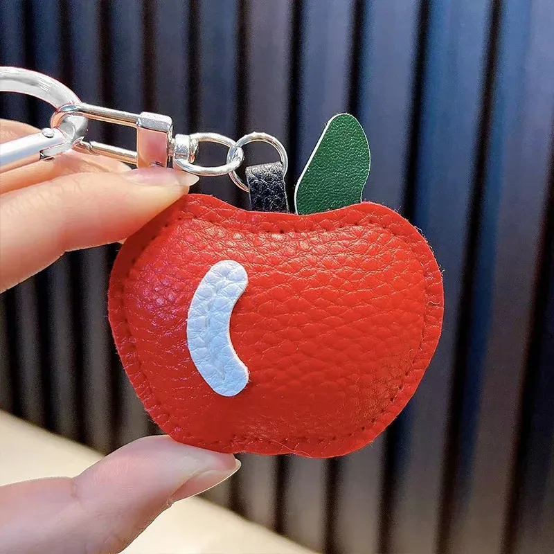 porte-clés pomme en cuir pu, pendentif pour sac à dos, accessoires de mode pour la décoration de sacs