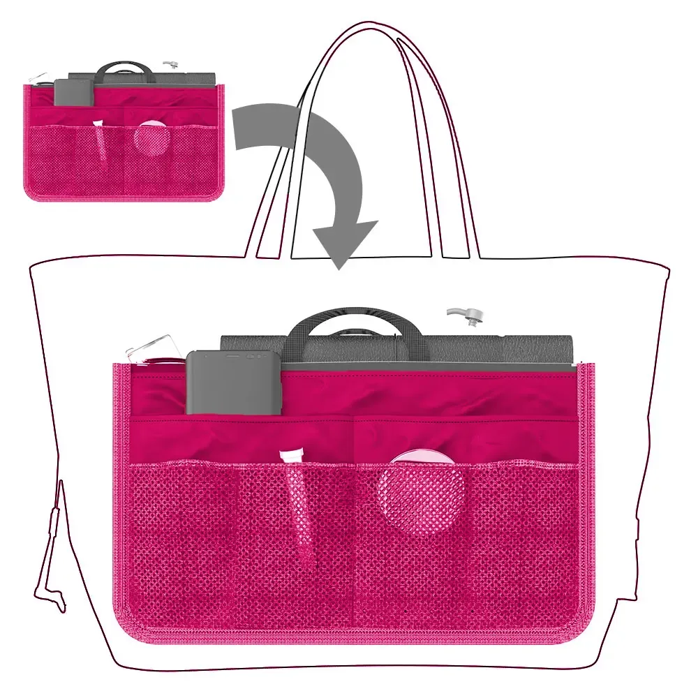 sac à main multi-poches pour organisateur de maquillage, sac à cosmétiques de grande capacité, sac à main de voyage multicolore portable