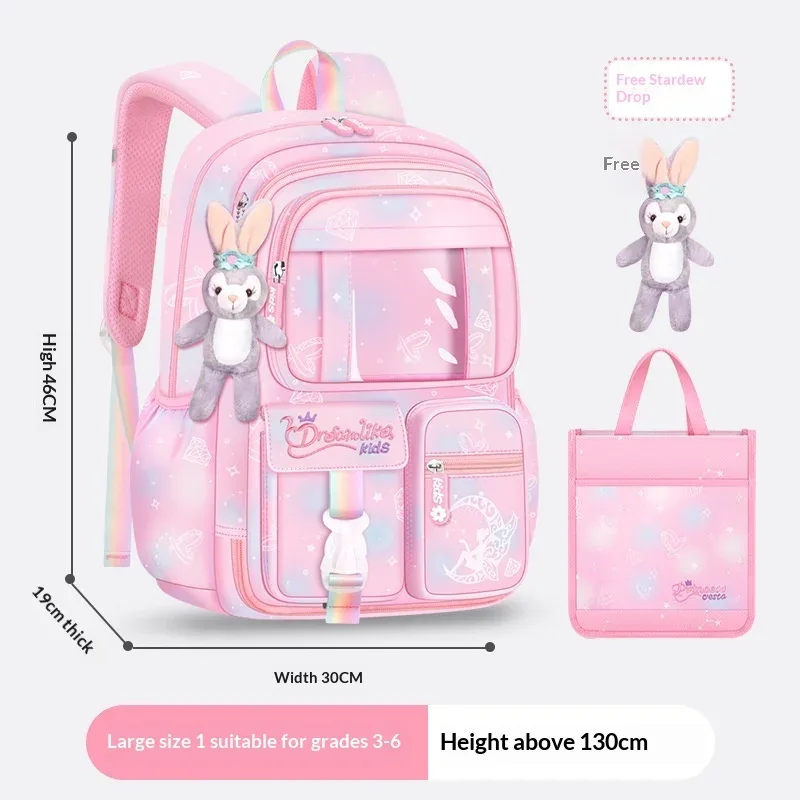 sac à dos d'école pour filles, 3 pièces, grande capacité, sac d'école pour enfants avec étui de transport pour crayons et repas, sac à dos de voyage, cadeau pour enfant