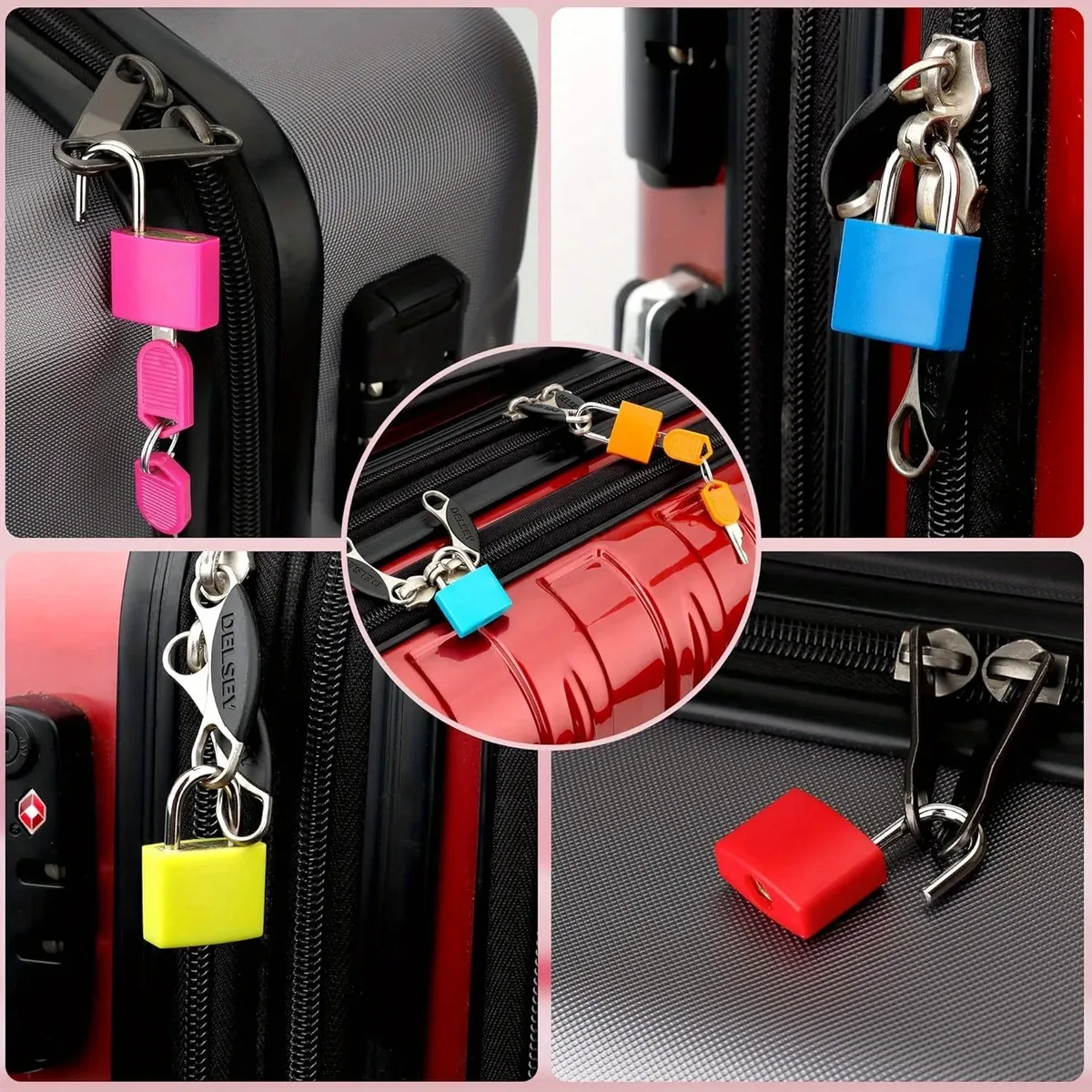lot de 6 petits cadenas robustes avec 2 clés pour valise, serrure antivol pour tiroir, agenda, étui en plastique coloré