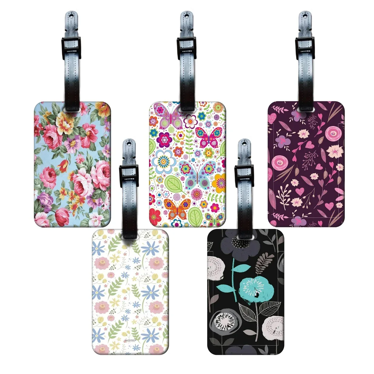 Étiquette de bagage pour femme avec motifs floraux, porte-carte d'identité anti-perte pour valise et sac à dos, accessoire de mode pour bagages, cadeau