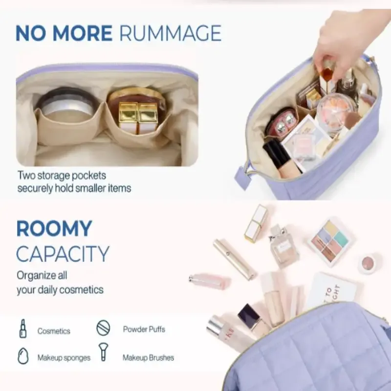 trousse de maquillage de voyage, boîte de rangement cosmétique extensible, essentiels de voyage, articles de toilette, pinceaux