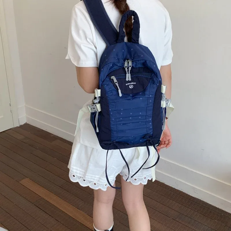 sac à dos décontracté à pois grande capacité, sac de voyage scolaire, sac à dos de ville tendance, sac léger pour ordinateur portable, sac à livres vintage pour étudiant