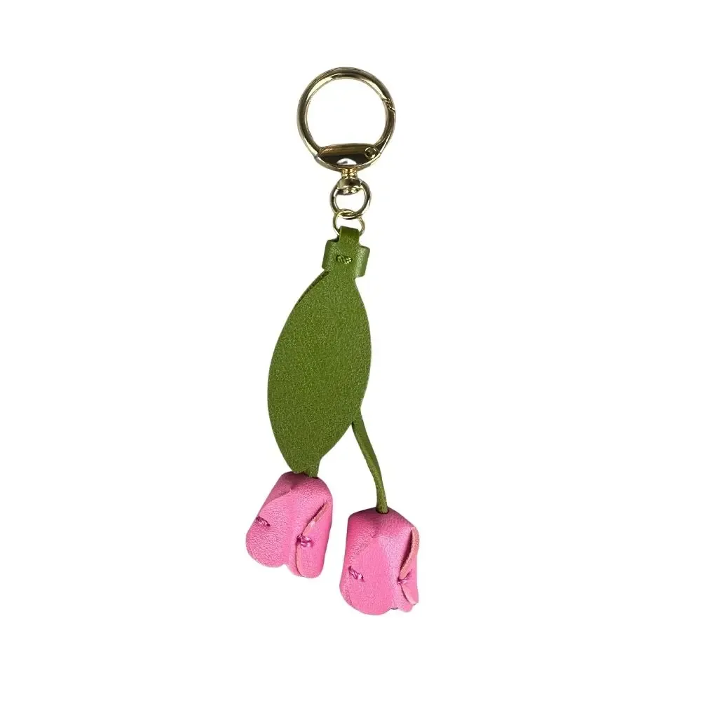 breloque de sac en cuir pu souple 8 couleurs – accessoire floral élégant à suspendre avec anneau métallique, motif de fleur réaliste pour sac à dos