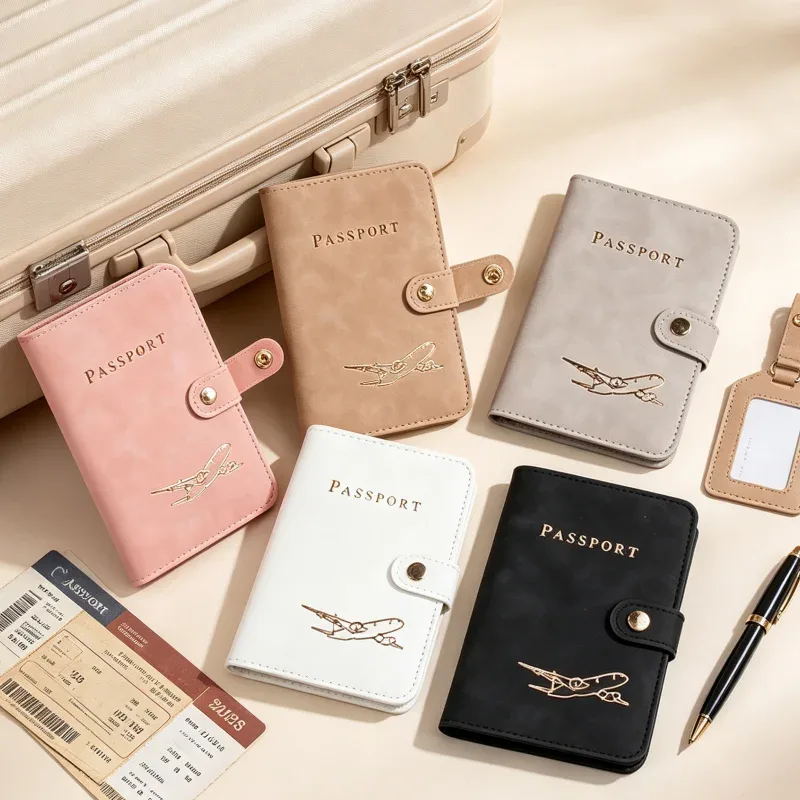porte-passeport à motif d'avion, étui de voyage étanche pour passeport, portefeuille pour cartes de crédit, pochette pour documents de voyage pour femmes et hommes