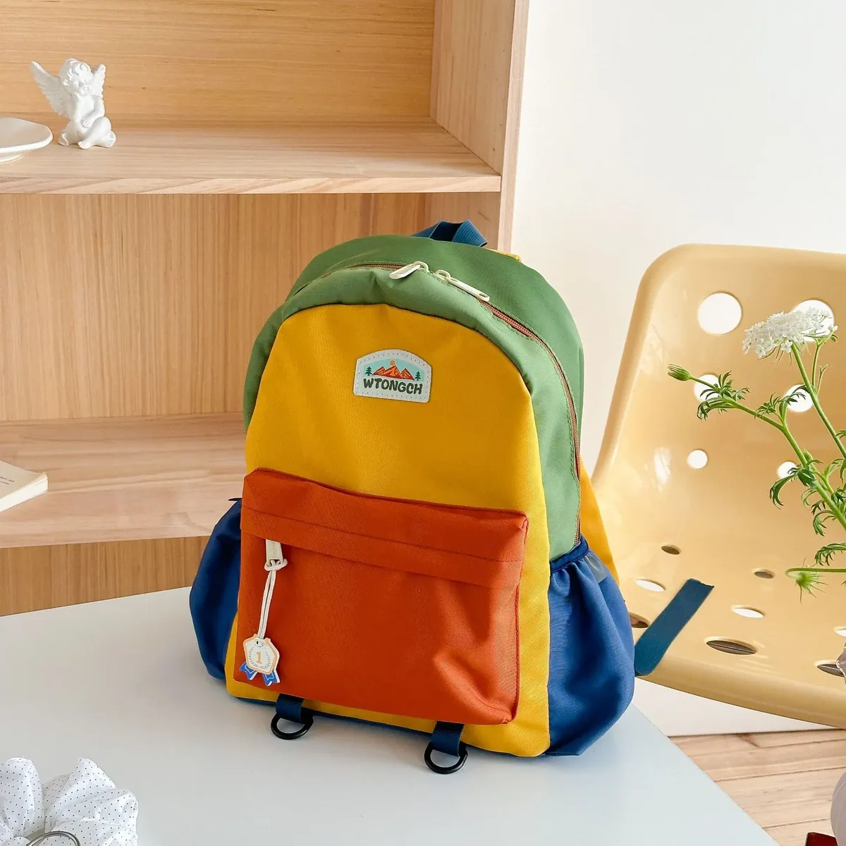 nouveau bloc de couleur enfants sac à dos léger sac d'école maternelle pour garçons filles voyage loisirs de plein air