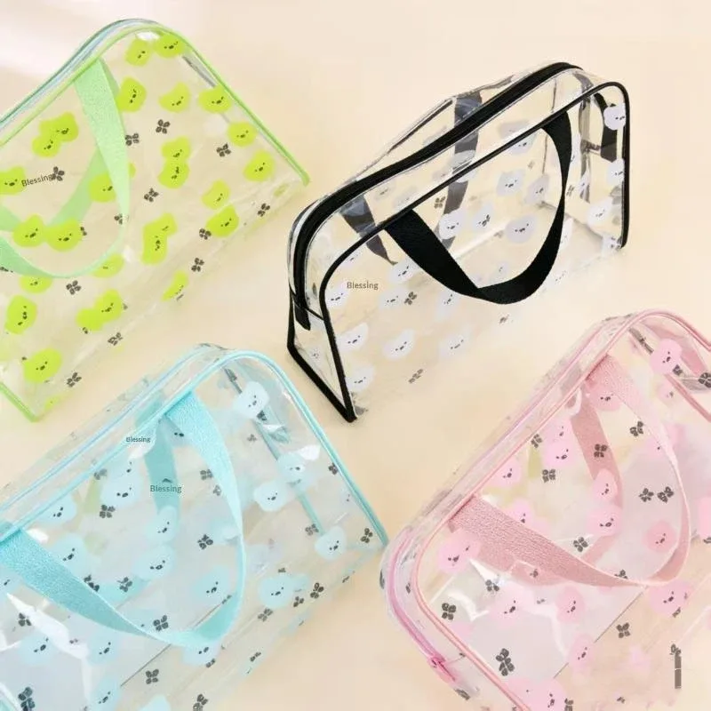 sac à cosmétiques imprimé en pvc, sac de rangement de cosmétiques portable, sac de voyage transparent de grande capacité, 1 pièce
