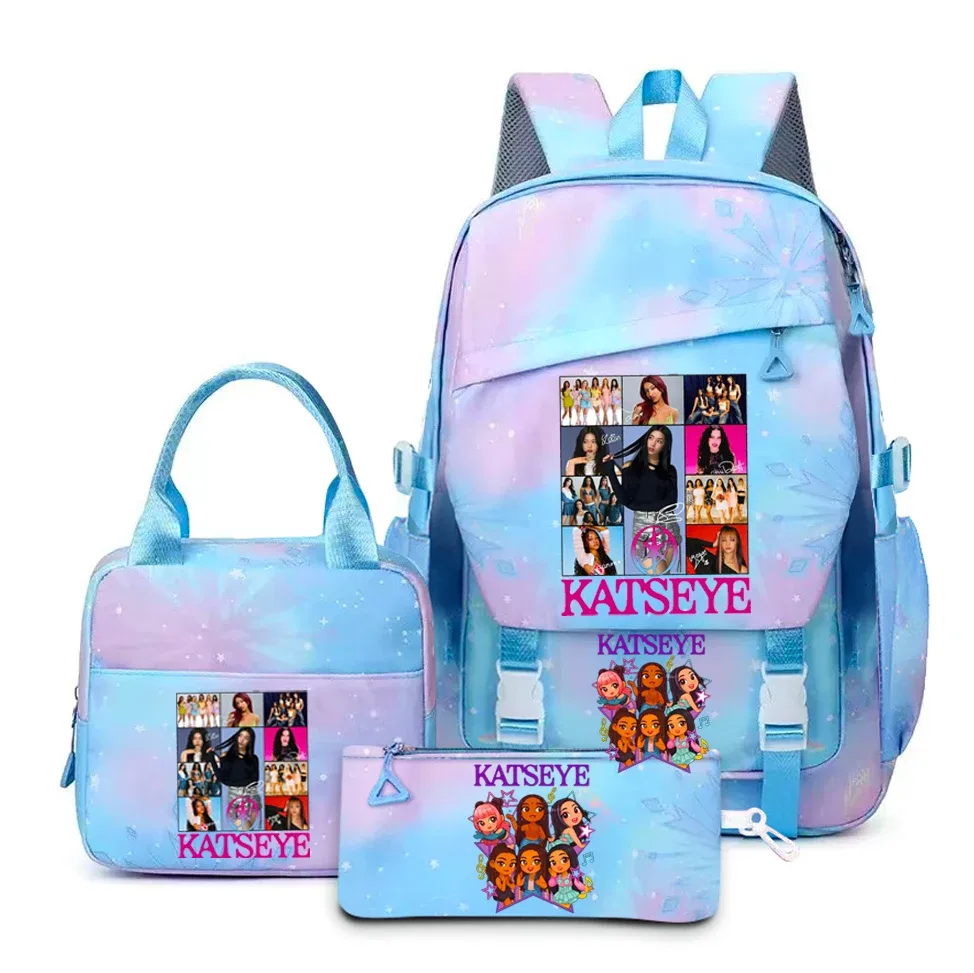 katseye musique sacs à dos 3 pièces ensembles femmes hommes lycée sacs toile kawaii adolescents sac à dos pour ordinateur portable dessin animé livre sacs yk2