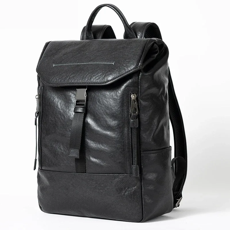 sac à dos d'école en cuir véritable pour hommes, sac de voyage design, sacs pour ordinateur portable 15.6 pouces, grande capacité, haute qualité, mode