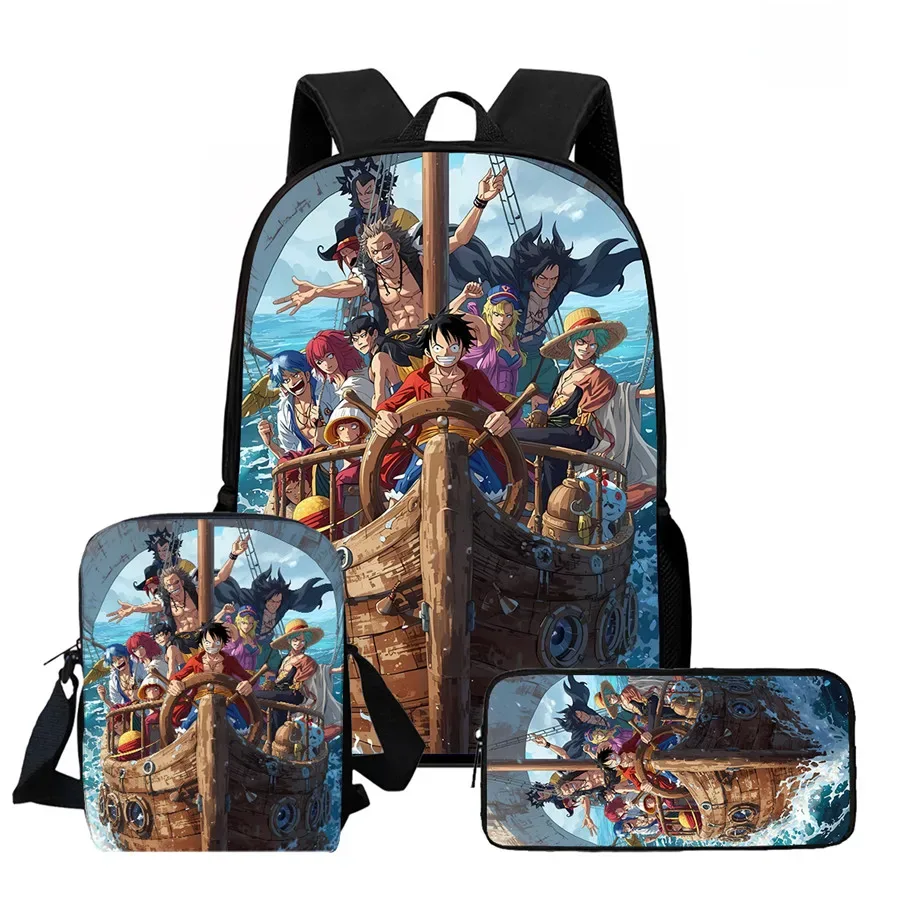 ensemble de 3 sacs à dos scolaires légers one piece avec sac bandoulière et trousse à crayons, sac à dos unisexe pour garçons et filles de 6 à 10 ans