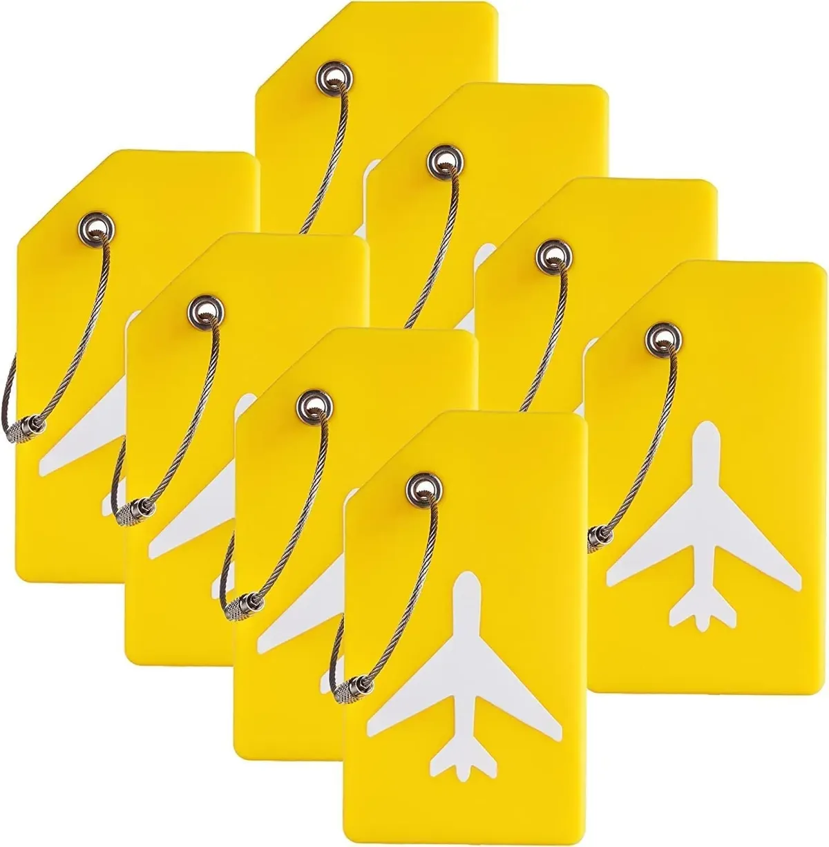 lot de 8 étiquettes de bagages en silicone de couleurs assorties avec boucles en acier inoxydable, étiquettes de valise de voyage avec protection de la confidentialité tsa