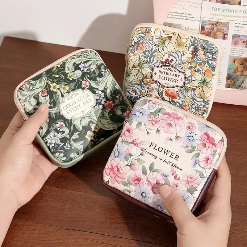 sac de maquillage cosmétique créatif, porte-monnaie de grande capacité, sac pour serviettes hygiéniques, mini organisateur de câbles de données portables pour femmes et filles