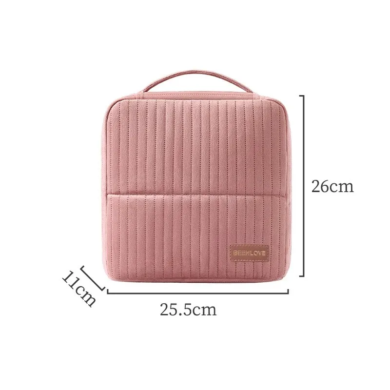 trousse de maquillage verticale, grande capacité, organisateur de cosmétiques portable, trousse de toilette de voyage avec poignée, étui à cosmétiques portable pour femmes