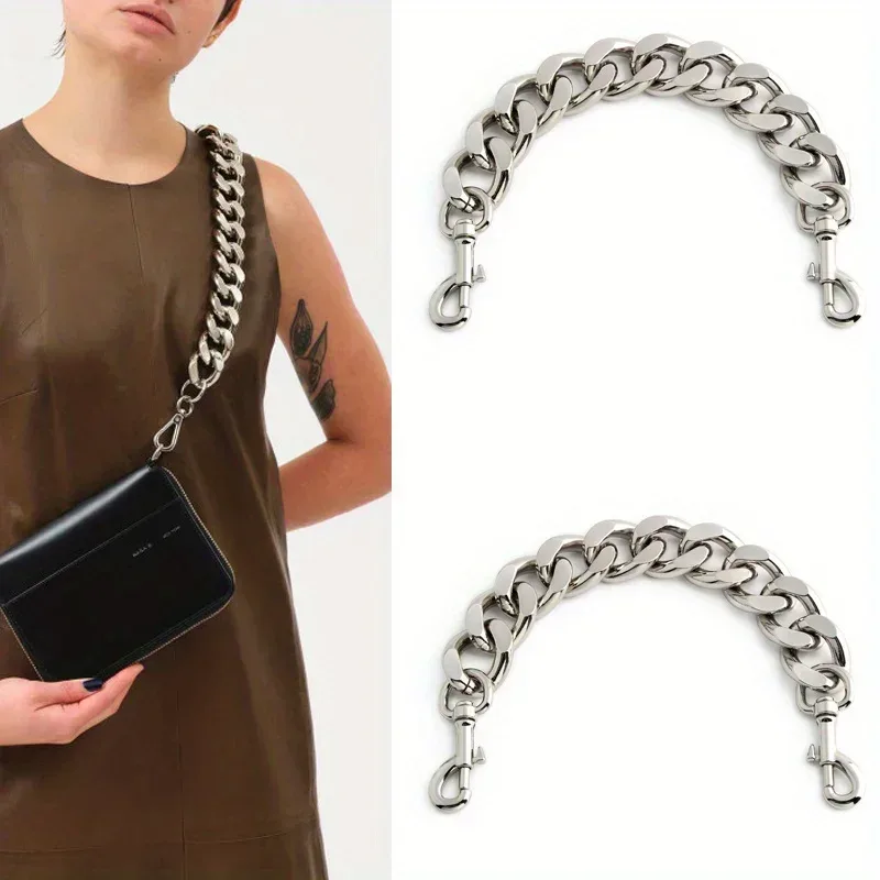sac à bandoulière de bonne qualité, 1 pièce, chaîne épaisse en métal, sac sous les bras, sangle d'épaule, décoration, chaîne en aluminium étendue