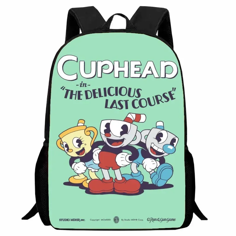 cuphead étudiant sac à dos dessin animé tasse à thé tête sac à dos léger 123 qualité garçons et filles