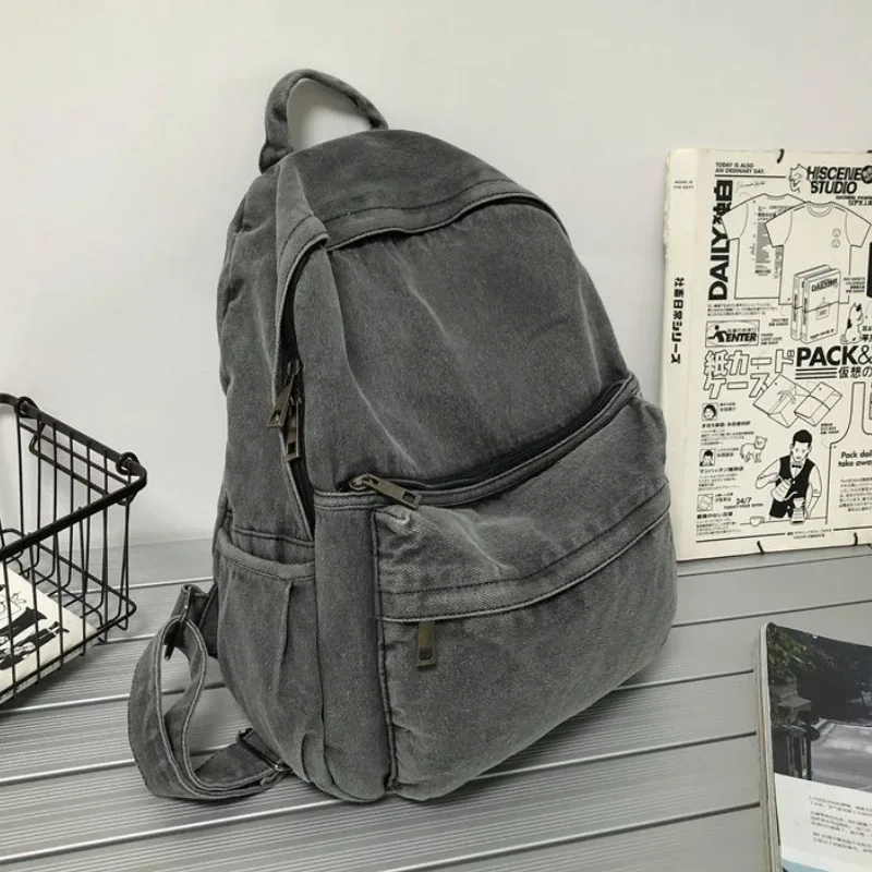 Nouveau sac à dos en Denim gris femmes loisirs voyage sortie sac à bandoulière femme mode cartables adapté aux garçons et aux filles Mochila