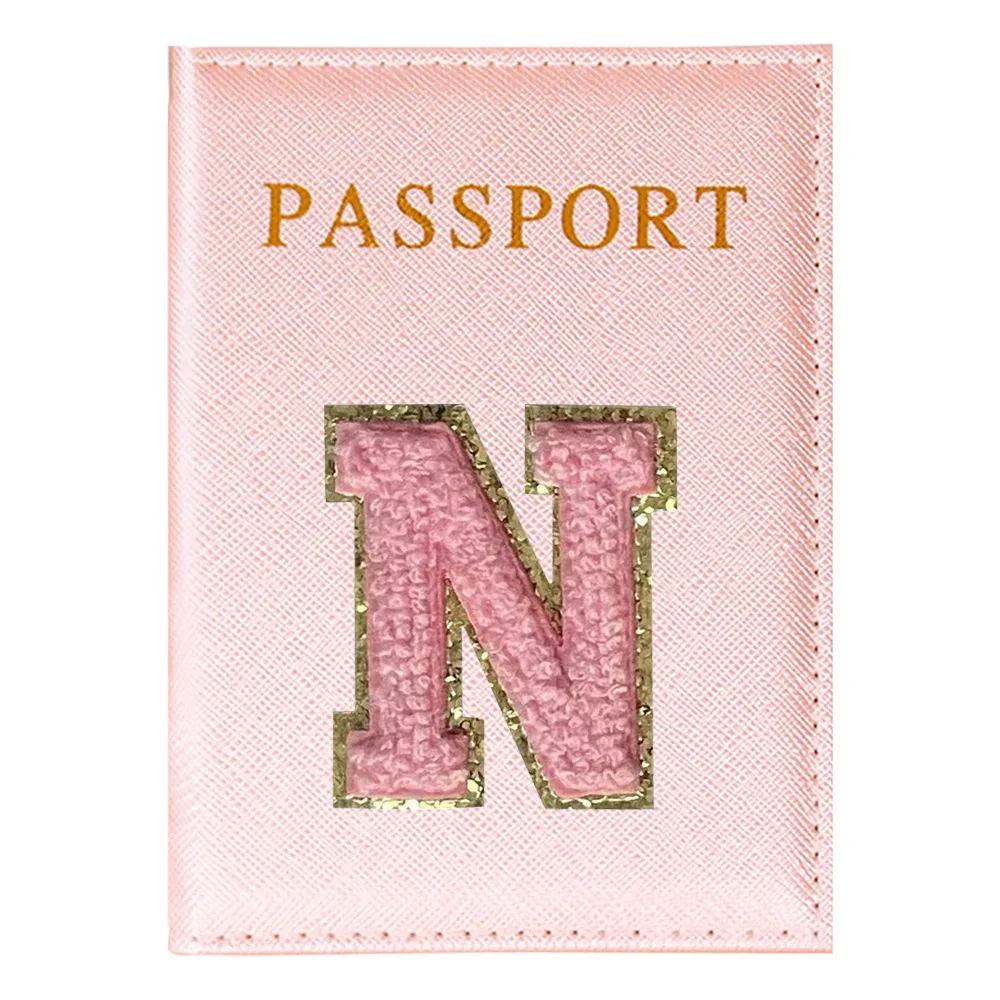 porte-passeport série lettres roses plan aérien accessoires de voyage couverture d'identité portable carte bancaire passeport affaires portefeuille en polyuréthane