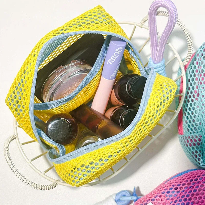 sac de rangement dopamine à la mode, voyage d'affaires, sac de maquillage portable en maille de grande capacité, rouge à lèvres, écouteurs, porte-monnaie
