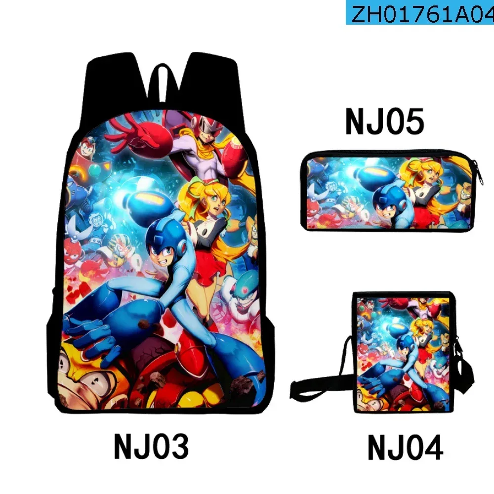 mode nouveauté cool rockman impression 3d 3 pièces/ensemble sacs d'école pour élèves sac à dos pour ordinateur portable sac à dos sac à bandoulière incliné trousse à crayons
