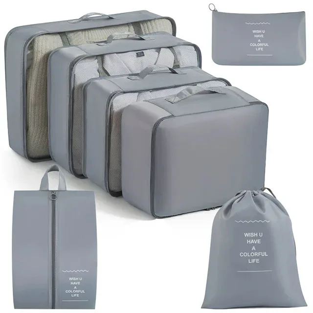 ensemble de 11 cubes de rangement de voyage, organisateurs de bagages imperméables, sacs de rangement à cordon pour vêtements, chaussures, sous-vêtements, cosmétiques