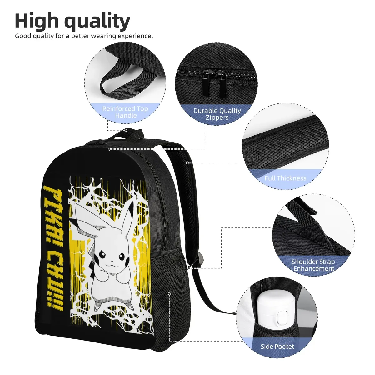sacs à dos pokemon pikachu anime lightning scence daypack mochila school retro sac à dos lavable