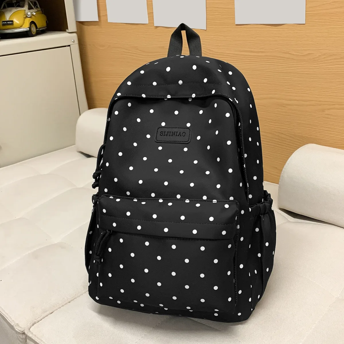 sac à dos de voyage mignon à pois, grande capacité, léger, sac à livres, sac pour ordinateur portable pour les étudiantes du primaire et du collège