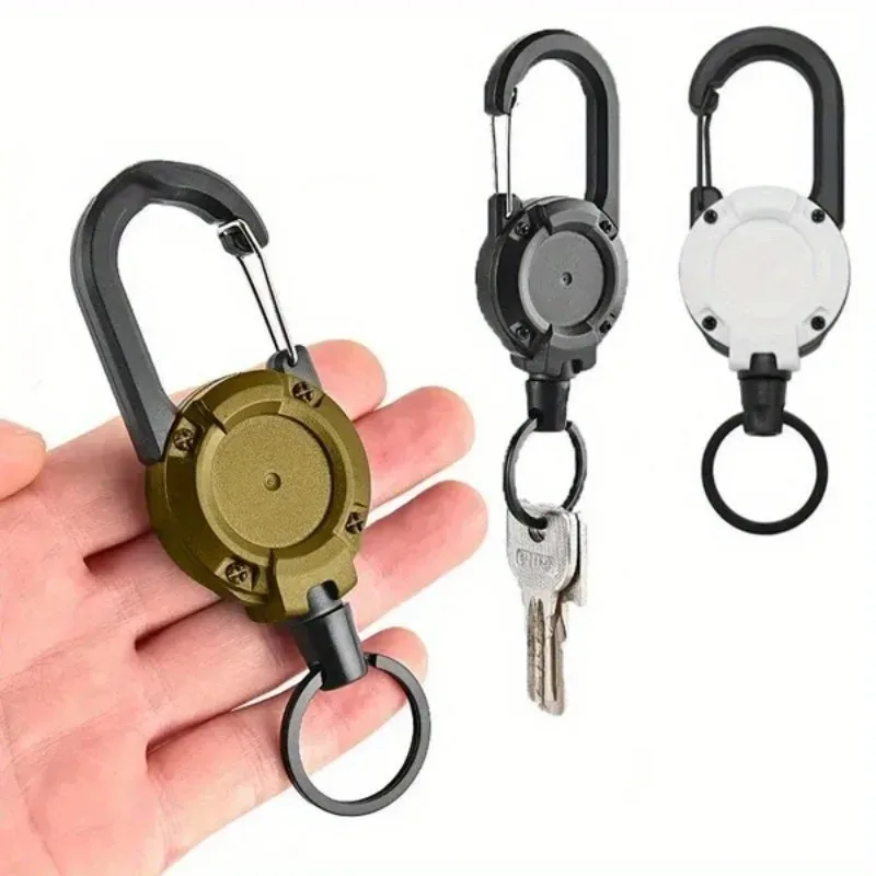 1pc porte-clés rétractable en câble métallique pour hommes, accessoires de sac à dos pour l'extérieur, porte-clés polyvalent et durable