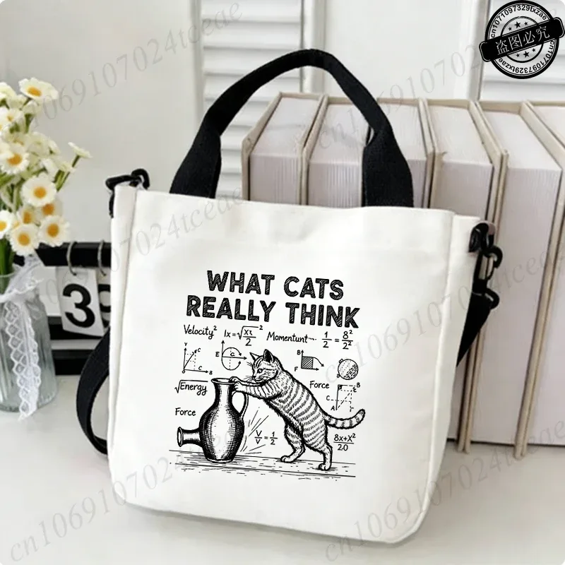 sac fourre-tout amusant à imprimé physique de chat pour femme, sac à bandoulière décontracté, sac à main vintage en toile, sacs à bandoulière tendance pour le quotidien et le shopping
