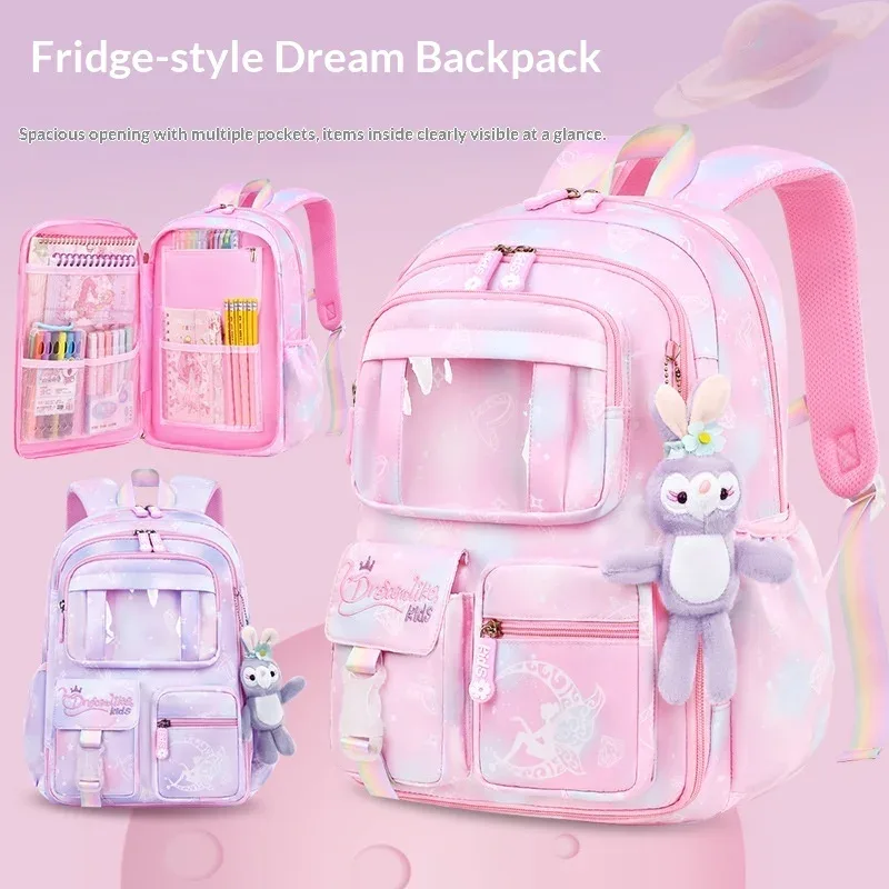 sac à dos d'école pour filles, 3 pièces, grande capacité, sac d'école pour enfants avec étui de transport pour crayons et repas, sac à dos de voyage, cadeau pour enfant