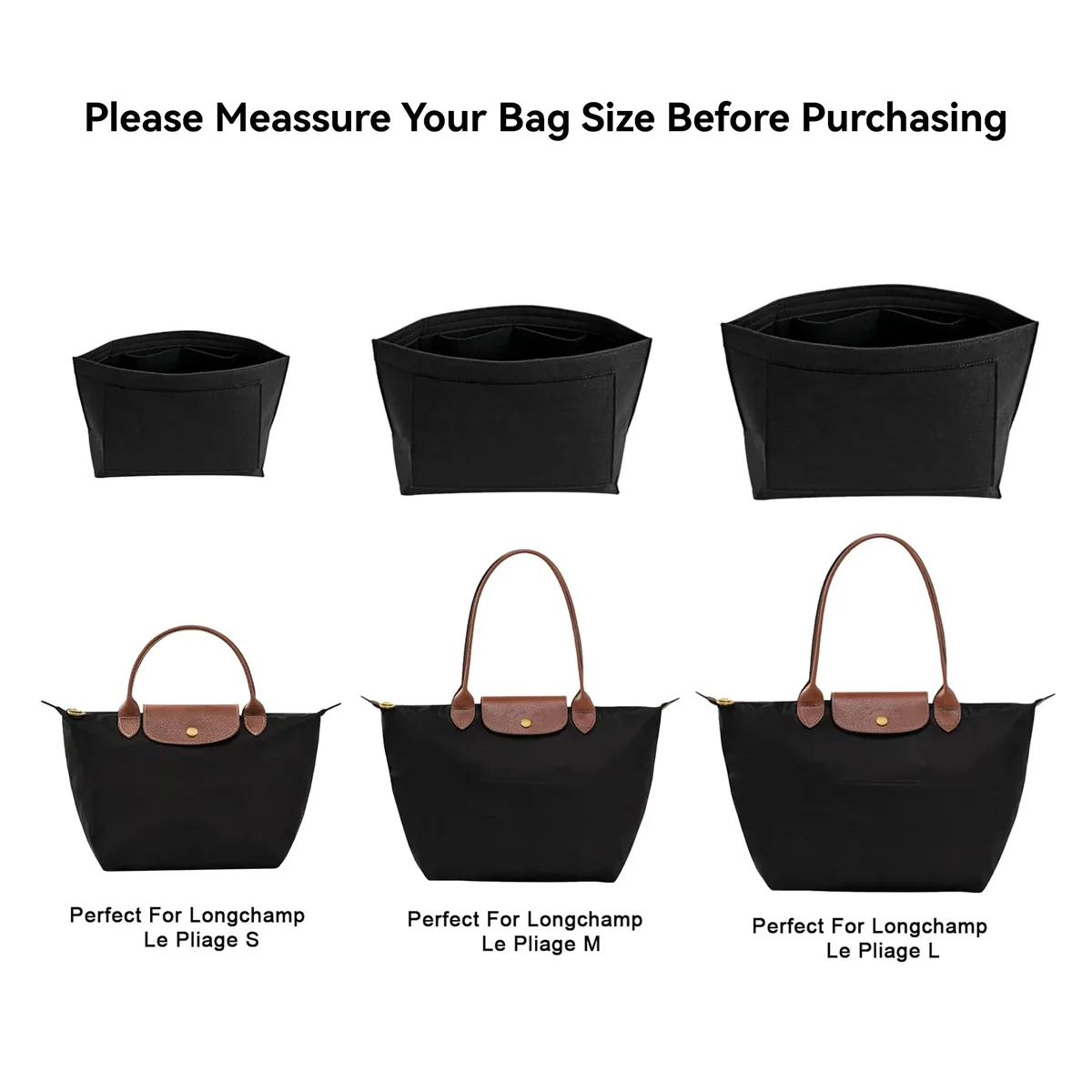 sac à insérer en feutre adapté au sac à main longchamp, sac de doublure en tissu feutré, sac de maquillage, support de voyage, organisateur de sac à main portable