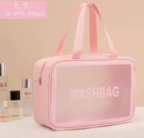 sacs à main de rangement de maquillage anti-poussière de grande capacité, sacs de voyage transparents en pvc à la mode, sac cosmétique portable étanche