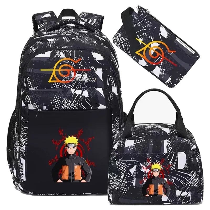 sac à dos uzumaki naruto uchiha sasuke pour hommes, sac à dos de voyage décontracté pour ordinateur portable, 3 pièces, sac à dos oxford, sac d'école pour hommes, mochila
