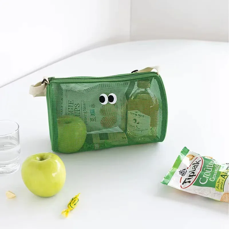 sac de plage tendance, sac de natation bandoulière, sac de voyage cylindrique en maille ajourée pour articles de toilette